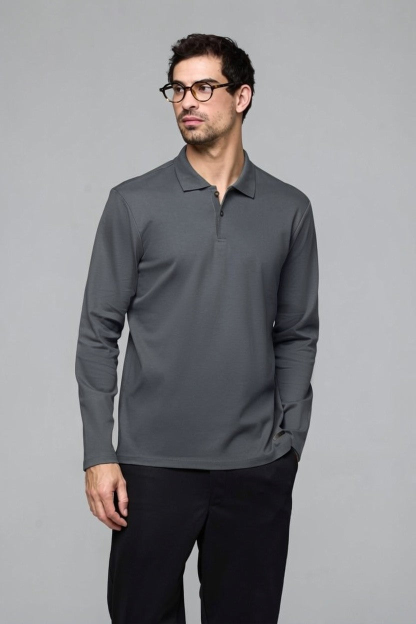 32011-CAMISETA POLO MANGA LONGA SUEDINE