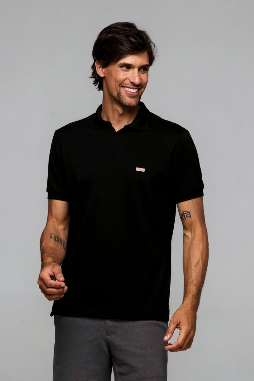 40209- POLO MC GOLA V  PIQUET MIX STRECH