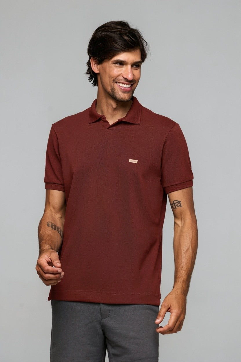 40209- POLO MC GOLA V  PIQUET MIX STRECH