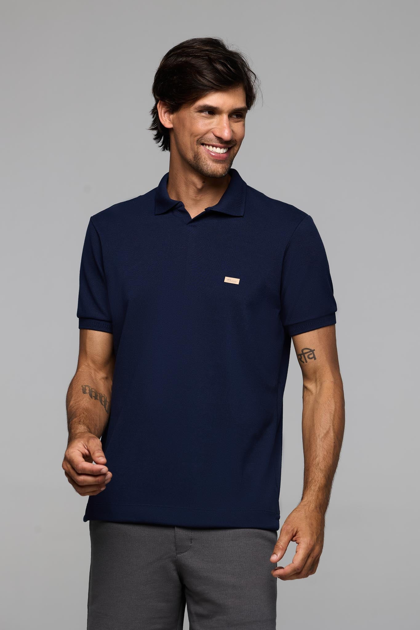40209- POLO MC GOLA V  PIQUET MIX STRECH
