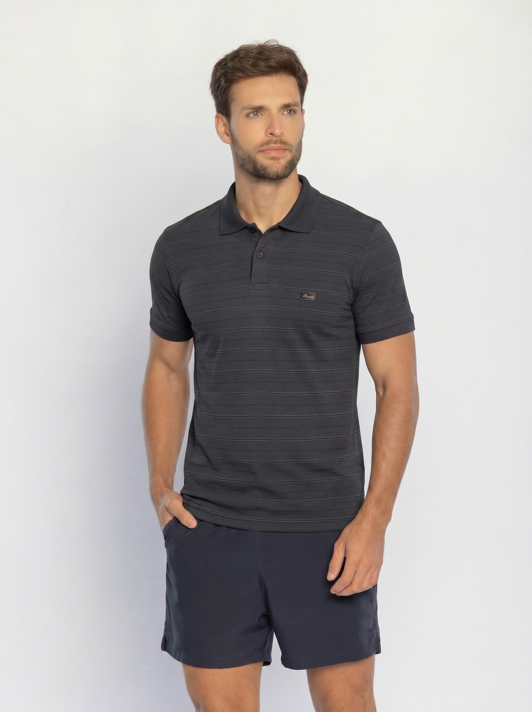40211-CAMISETA M/C GOLA POLO LISTRADO ÓRBITA
