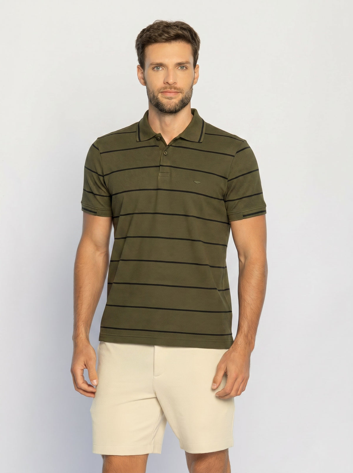 40213-CAMISETA M/C GOLA POLO LISTRADO RUSTICO