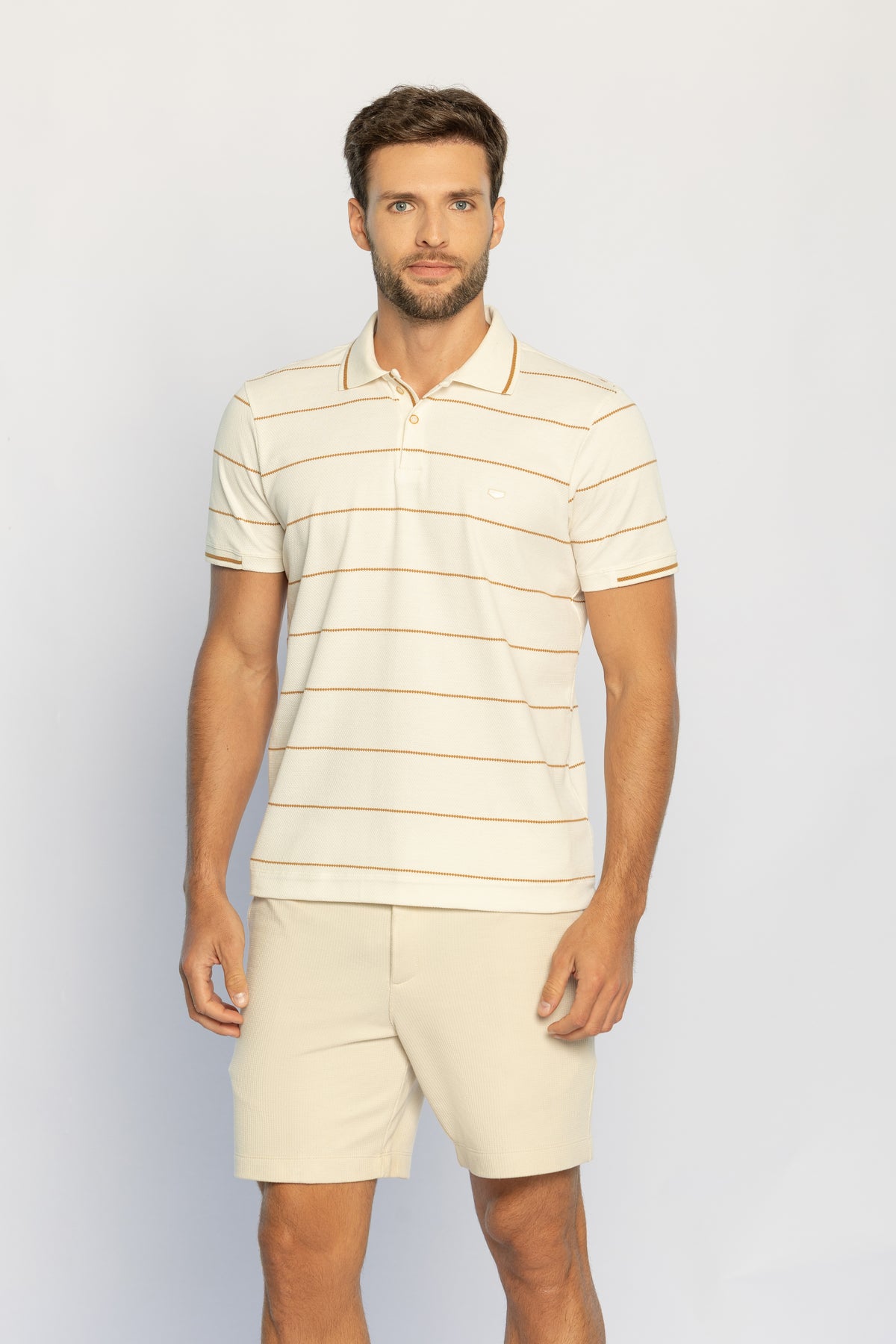 40213-CAMISETA M/C GOLA POLO LISTRADO RUSTICO