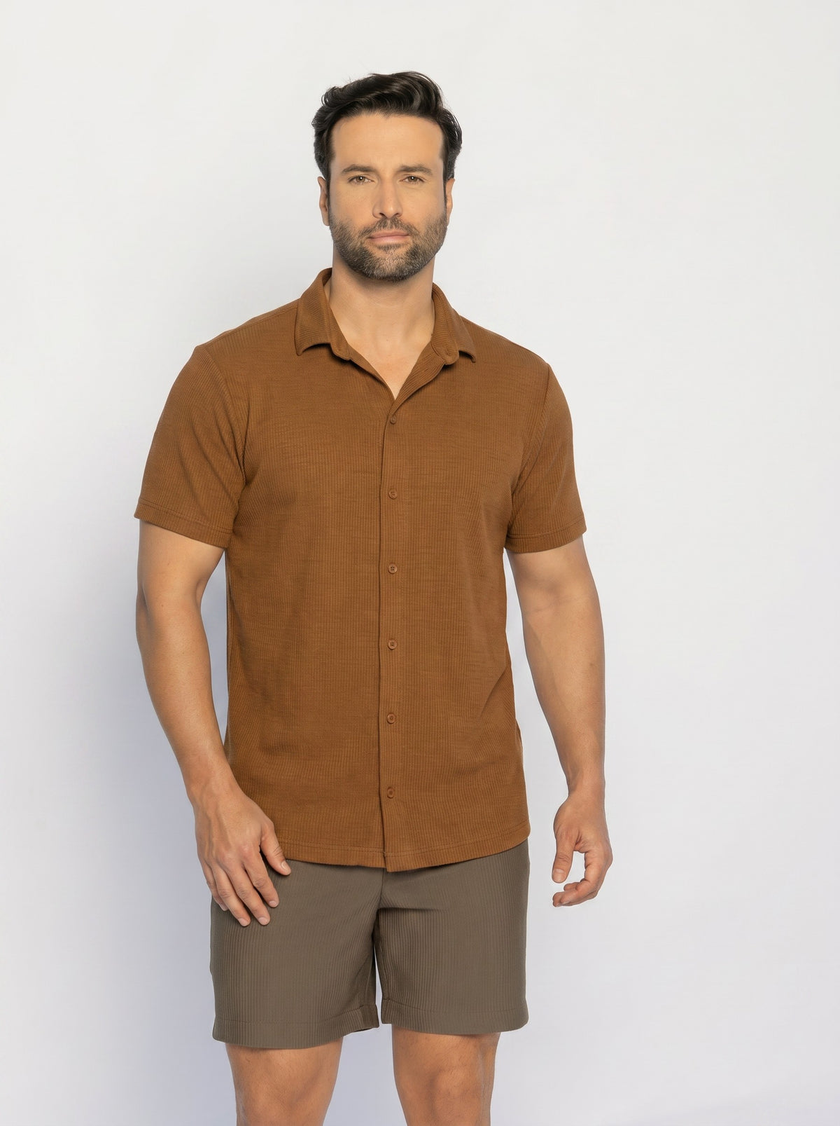 70005-CAMISA ABERTA C/ BOTÃO M/C TRICOT HAVEN
