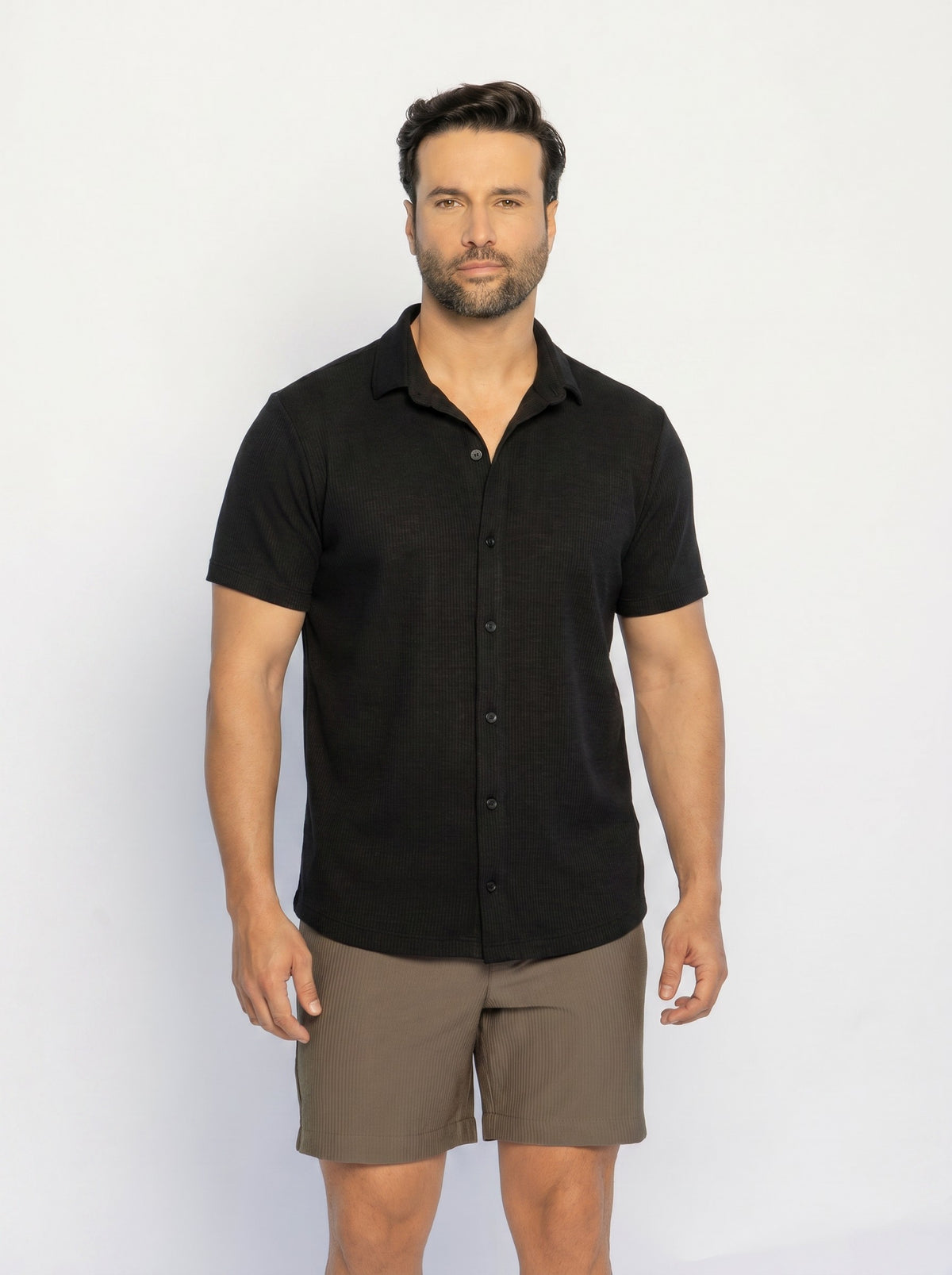 70005-CAMISA ABERTA C/ BOTÃO M/C TRICOT HAVEN